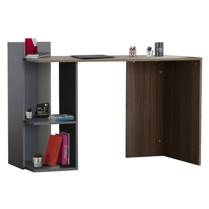 SYNDYA MELAMINE DESK WITH SHELVES WALNUT GREY 112x55x85