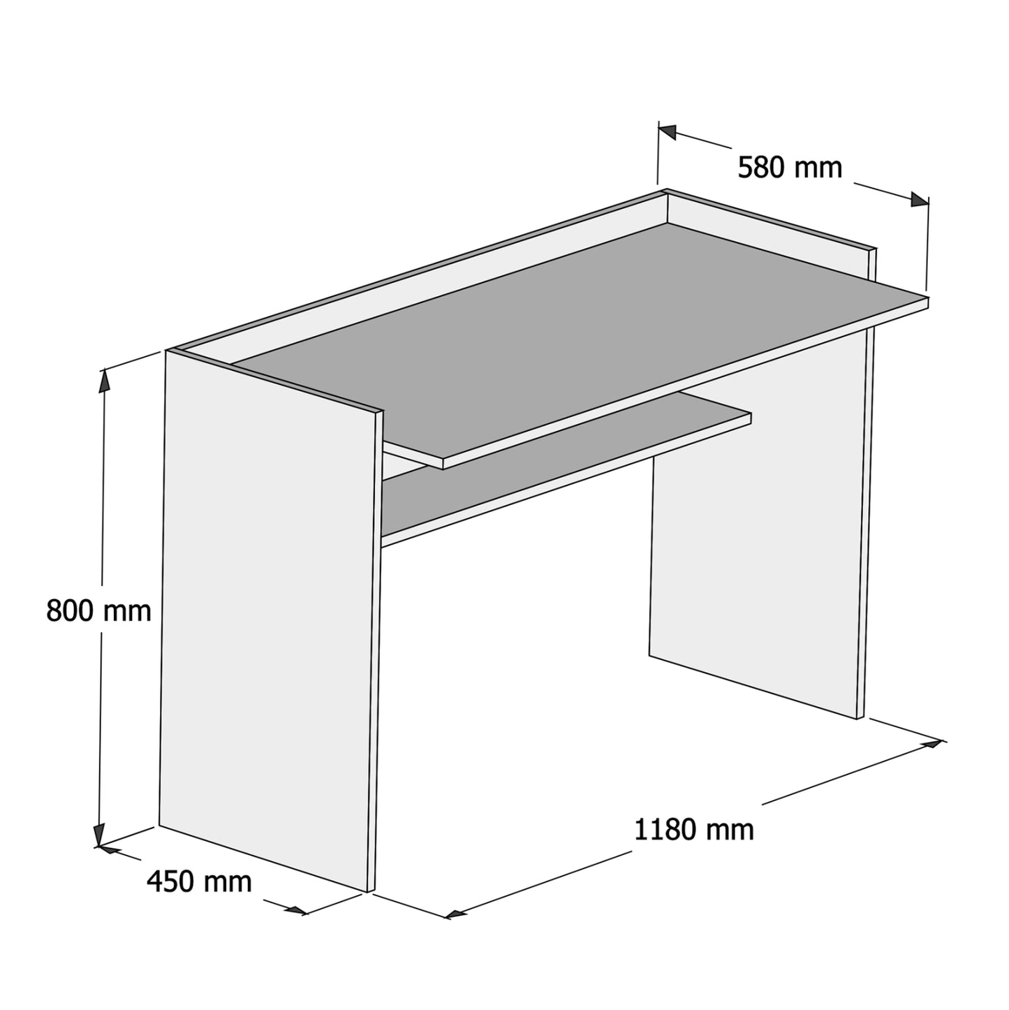 ΓΡΑΦΕΙΟ ΜΕΛΑΜΙΝΗΣ ΓΚΡΙ ΛΕΥΚΟ 118x58x80