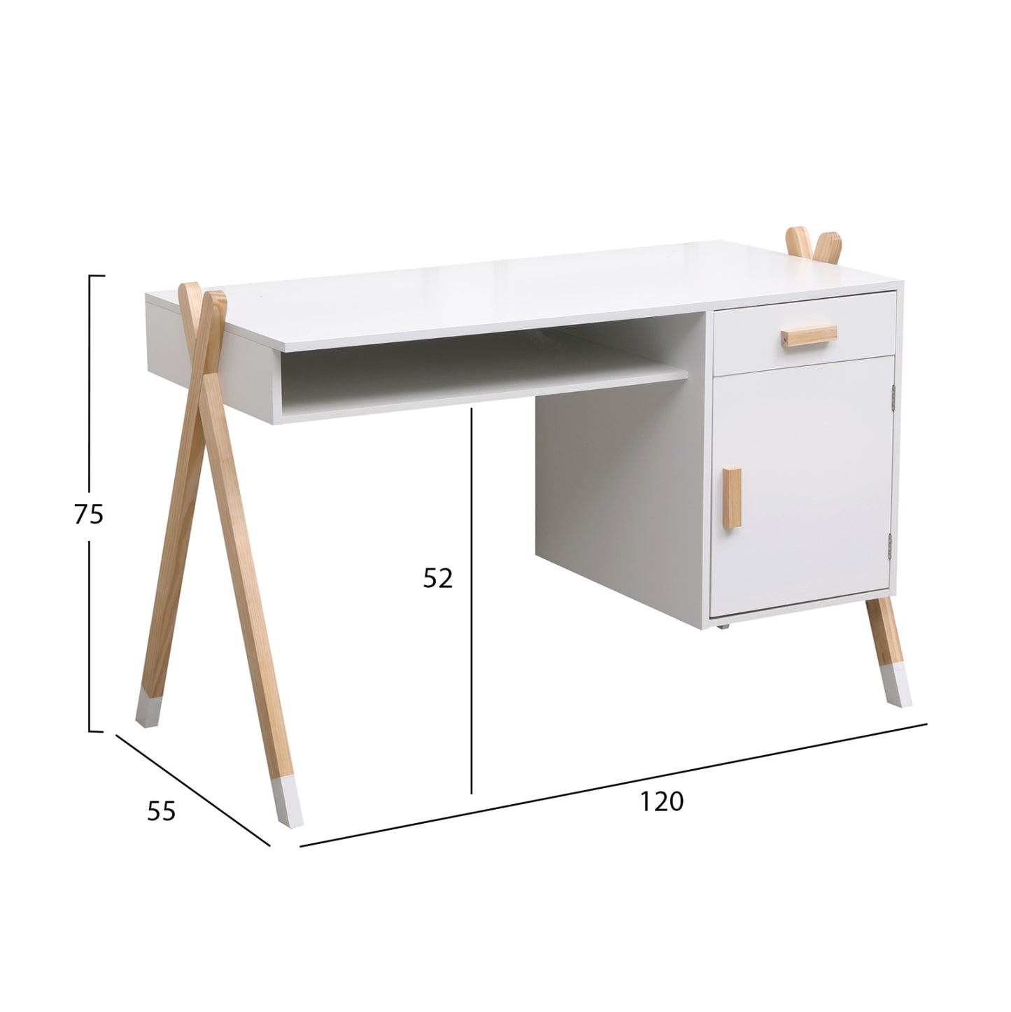 ΓΡΑΦΕΙΟ ΠΑΙΔΙΚΟ PASCHAL ΜΕΛΑΜΙΝΗ ΞΥΛΟ ΠΕΥΚΟΥ 120x55x75