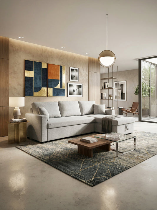 Γωνιακός Καναπές Vancouver Γκρι Ανοιχτό 223x146x83