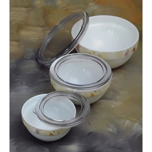 Σετ 3 Γυάλινα Οπάλ Τάπερ με Πλαστικό Καπάκι