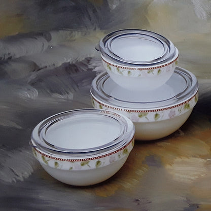 Σετ 3 Γυάλινα Οπάλ Τάπερ με Πλαστικό Καπάκι