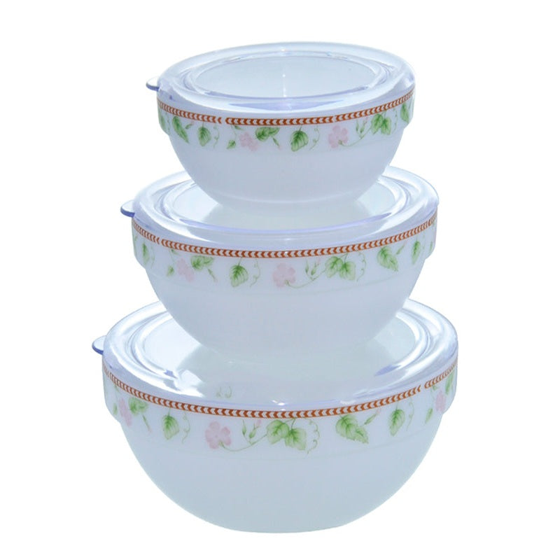 Σετ 3 Γυάλινα Οπάλ Τάπερ με Πλαστικό Καπάκι