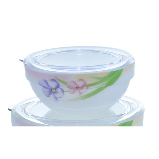 Σετ 3 Γυάλινα Οπάλ Τάπερ με Πλαστικό Καπάκι