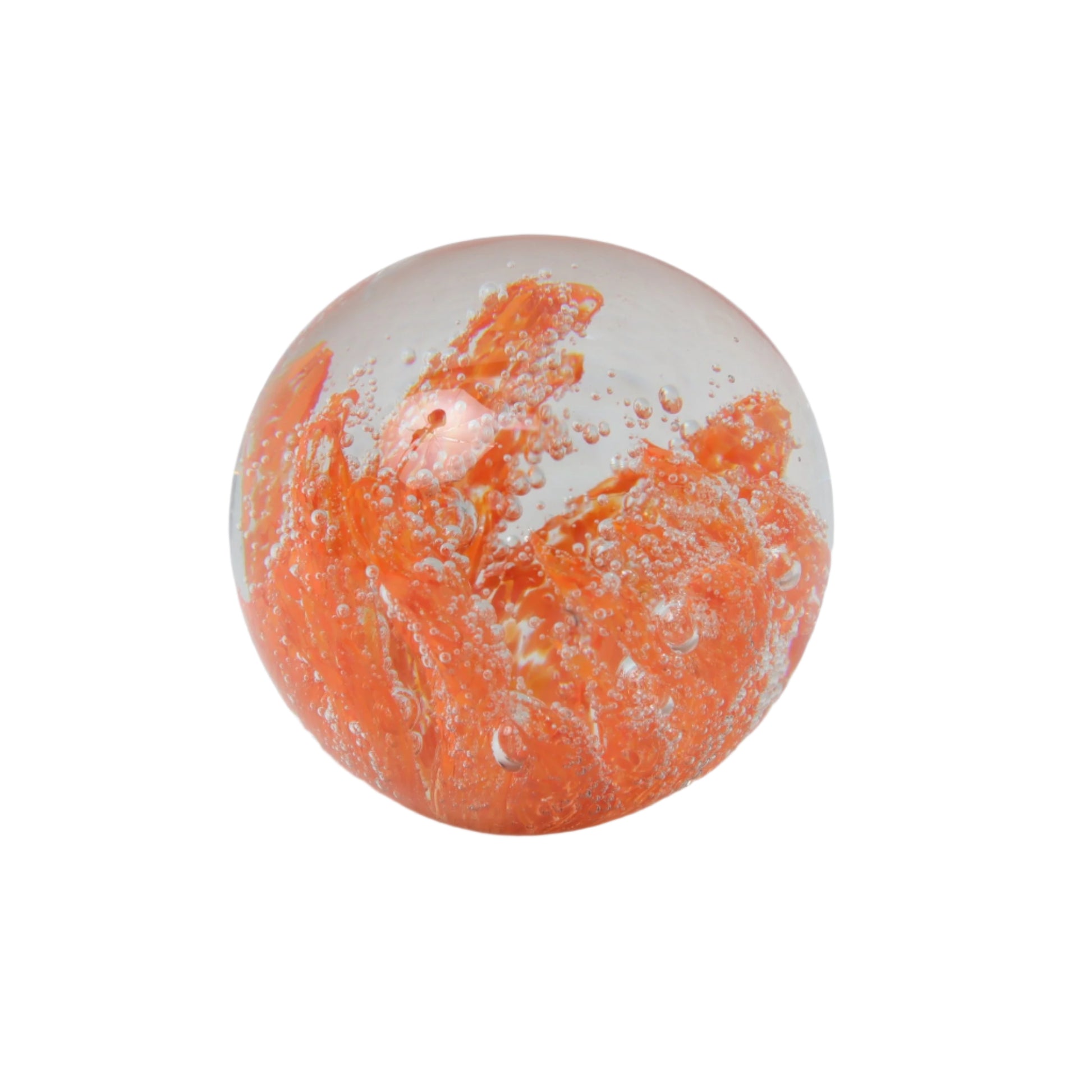 Διακοσμητική Γυάλινη Σφαίρα με Πορτοκαλί Σχέδια 8x8x8