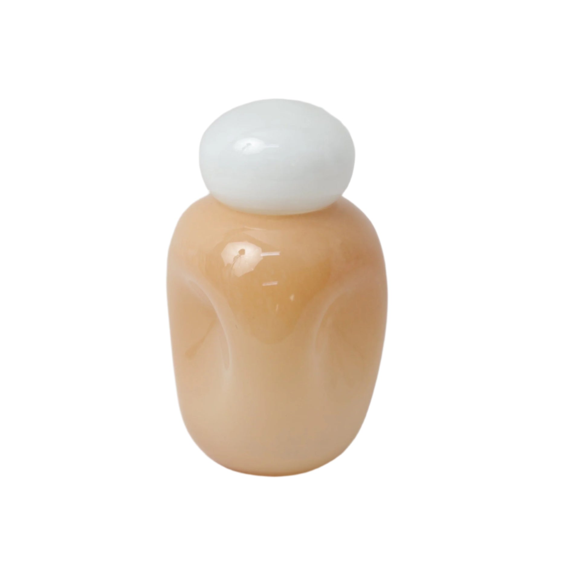 Διακοσμητικό Γυάλινο Τζαρ με Καπάκι Λευκό/Μπεζ 16.5x16.5x27