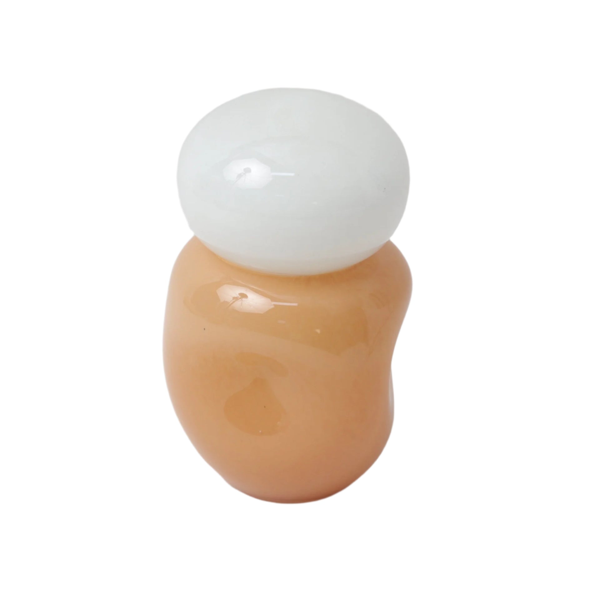 Διακοσμητικό Γυάλινο Τζαρ με Καπάκι Λευκό/Μπεζ 12.5x12.5x20