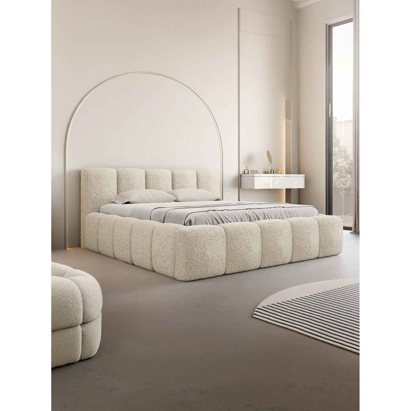 Upholstered Bed Kevson Beige 222x200x71