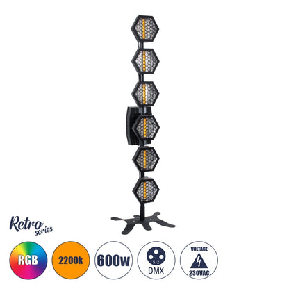 HALO 51194 Stage Φωτιστικό Ειδικών Εφέ Digital Matrix Pixel & Blinder LED 672W 120° AC 220-240V IP20 6 x 100W COB Chip & 144 x 0.5W SMD5050 Chip Ultra Θερμό Λευκό 2200K & Πολύχρωμο RGB Dimmable DMX512 Protocol - Μ40 x Π32 x Υ146.5