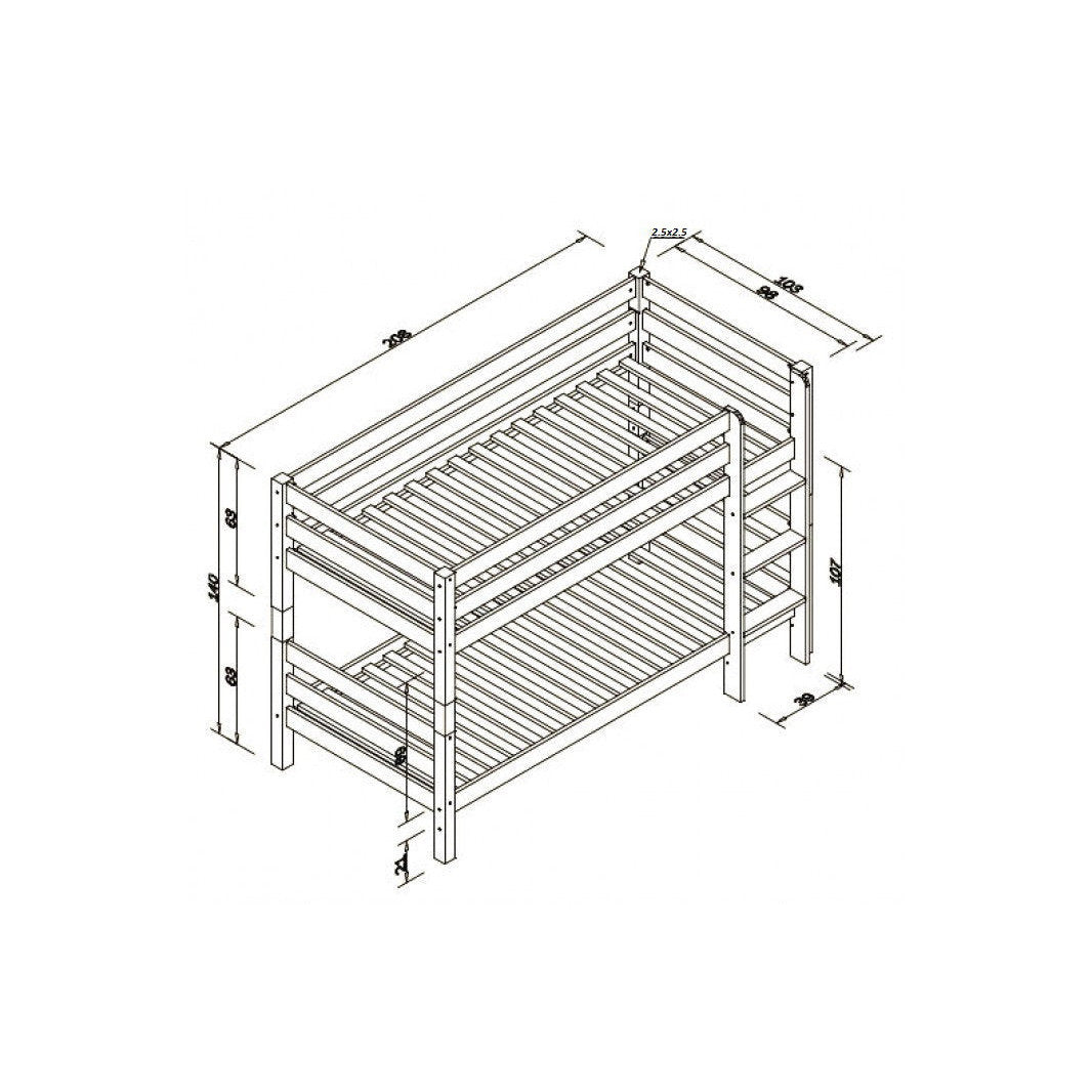 Bunk bed Benedict Natural 103x208x140