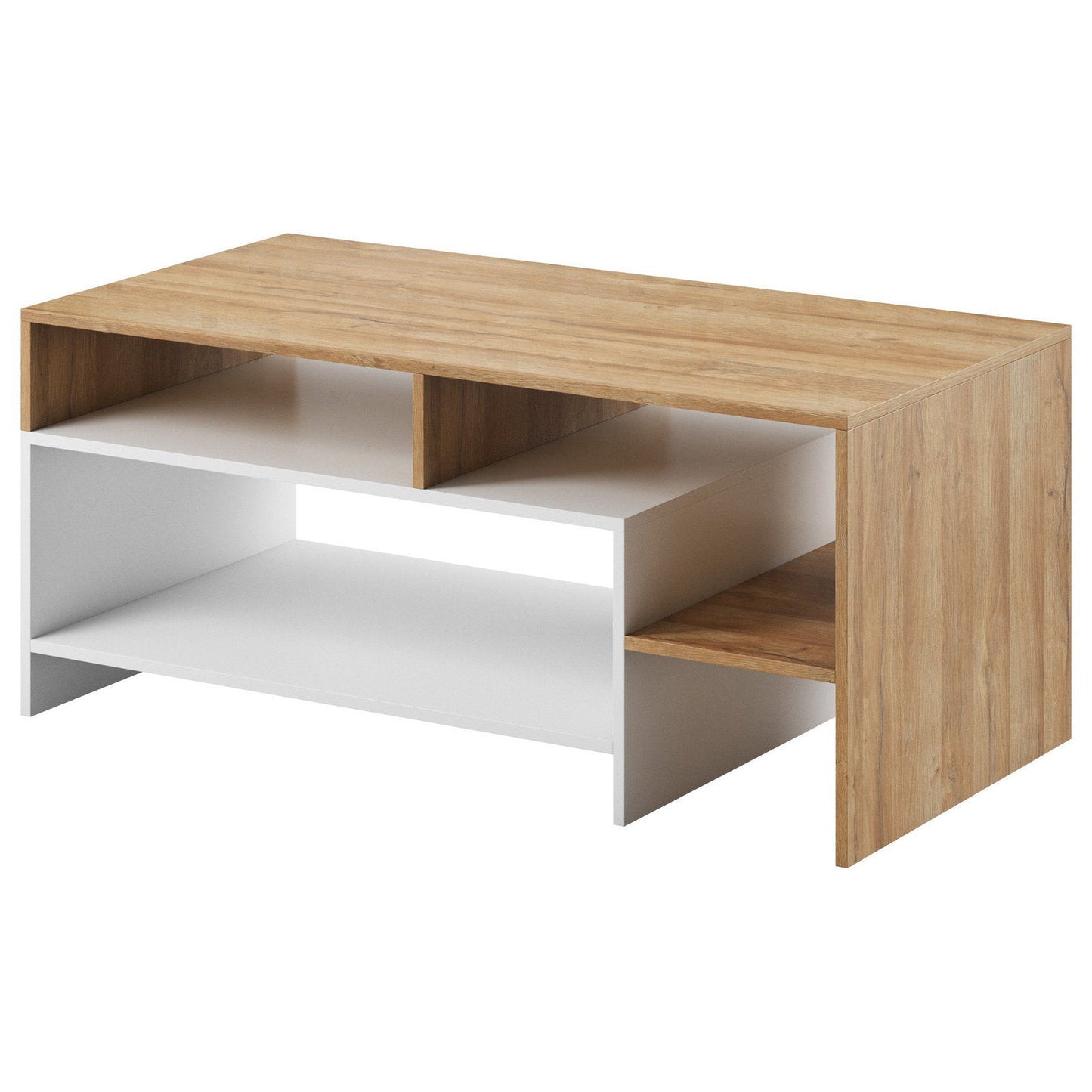 Τραπεζάκι Σαλονιού Oak Λευκό - Φυσικό 120x60x53