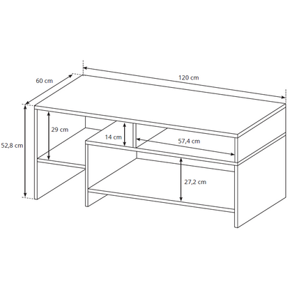 Τραπεζάκι Σαλονιού Oak Λευκό - Φυσικό 120x60x53