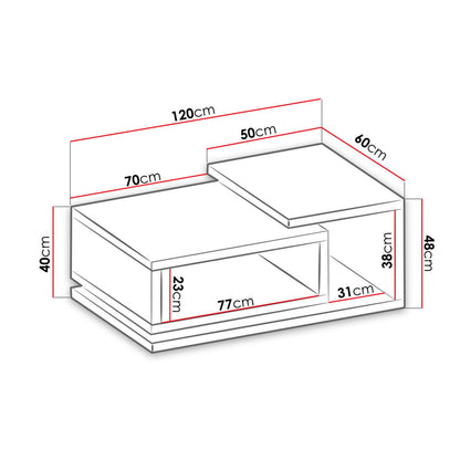 Τραπεζάκι Σαλονιού Bron Plus Φυσικό - Ανθρακί 120x60x40