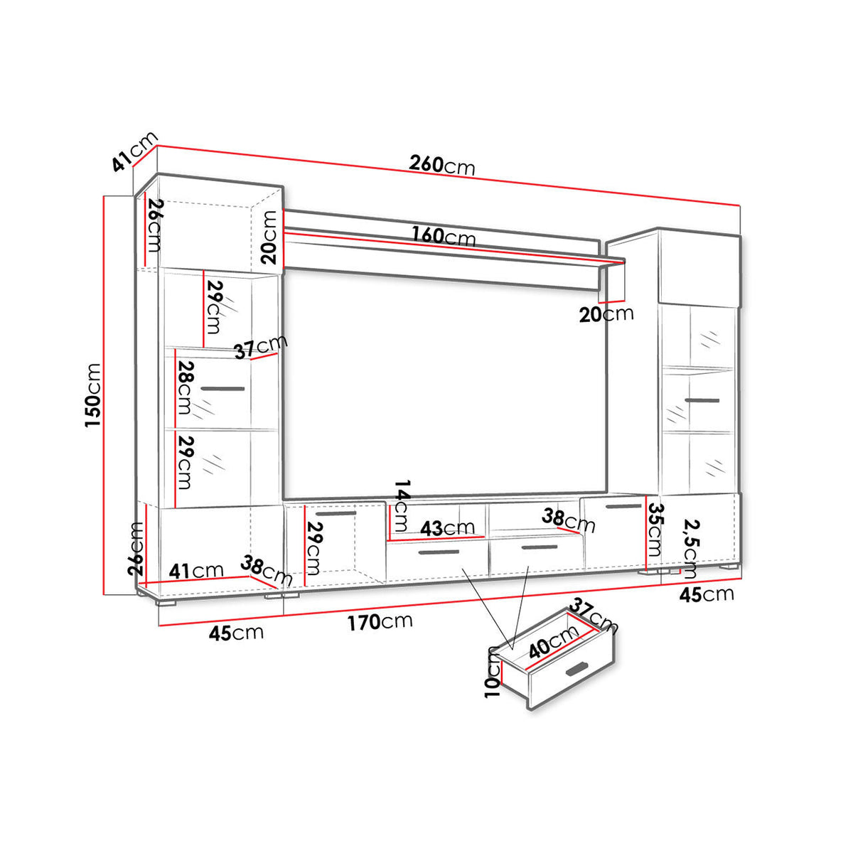 Σύνθετο Σαλονιού Modica 260x41x150