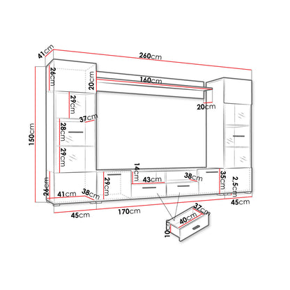 Σύνθετο Σαλονιού Modica 260x41x150