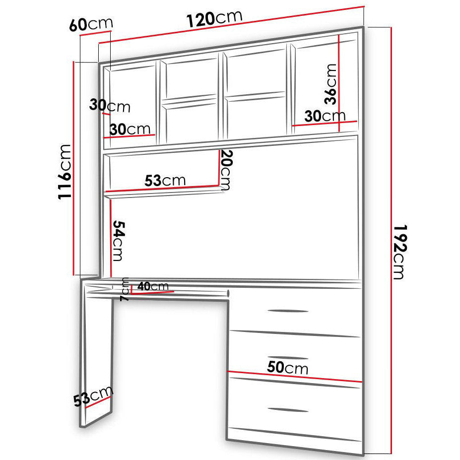 Γραφείο Raj 3 Ροζ 120x53x192
