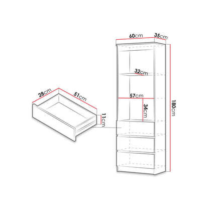 Βιβλιοθήκη Rack 3D Λευκό 60x35x180