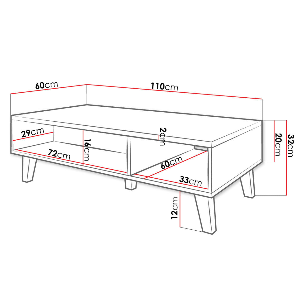 Τραπεζάκι Σαλονιού Nord 110x60x35