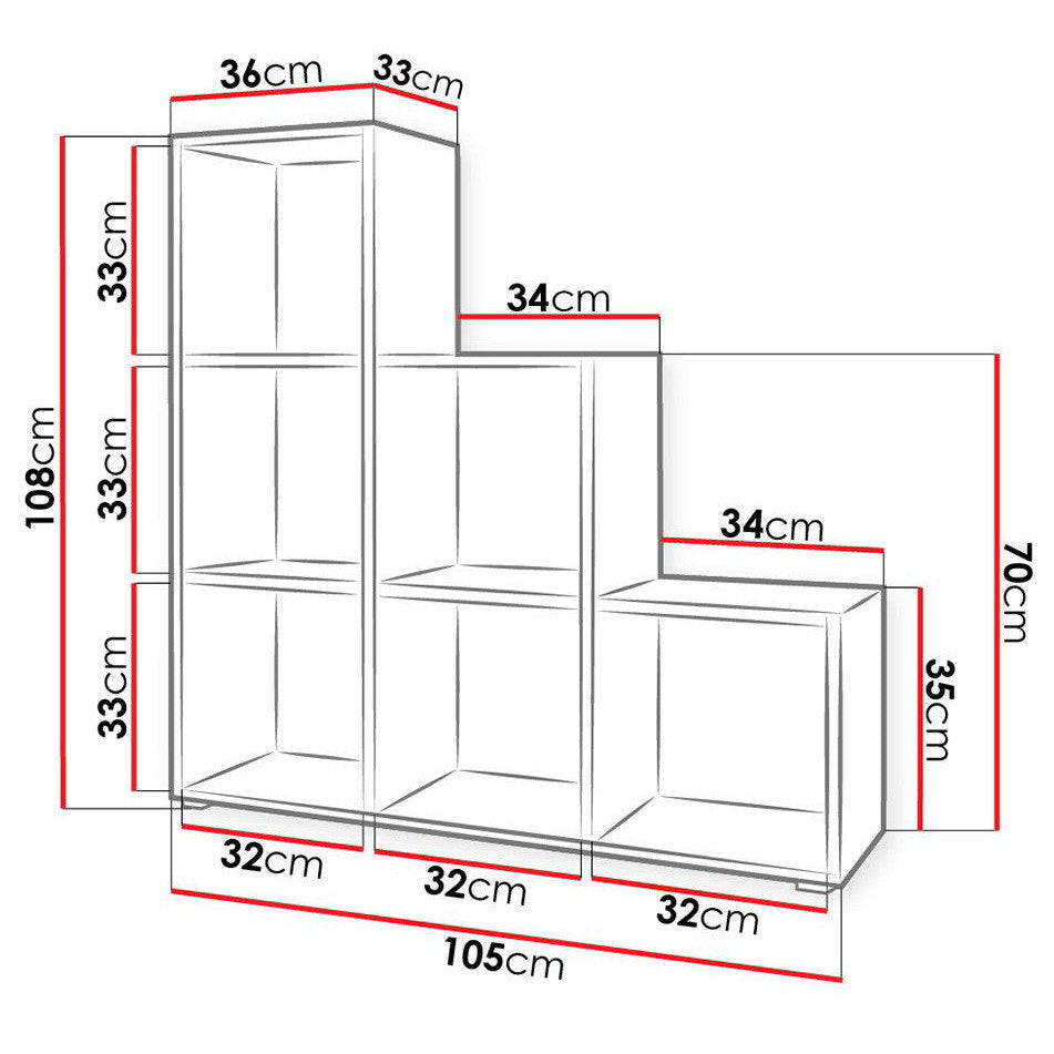 Βιβλιοθήκη Trio Λευκό 105x33x108