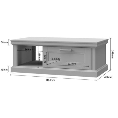 Tahoma Coffee Table White 110x61x40