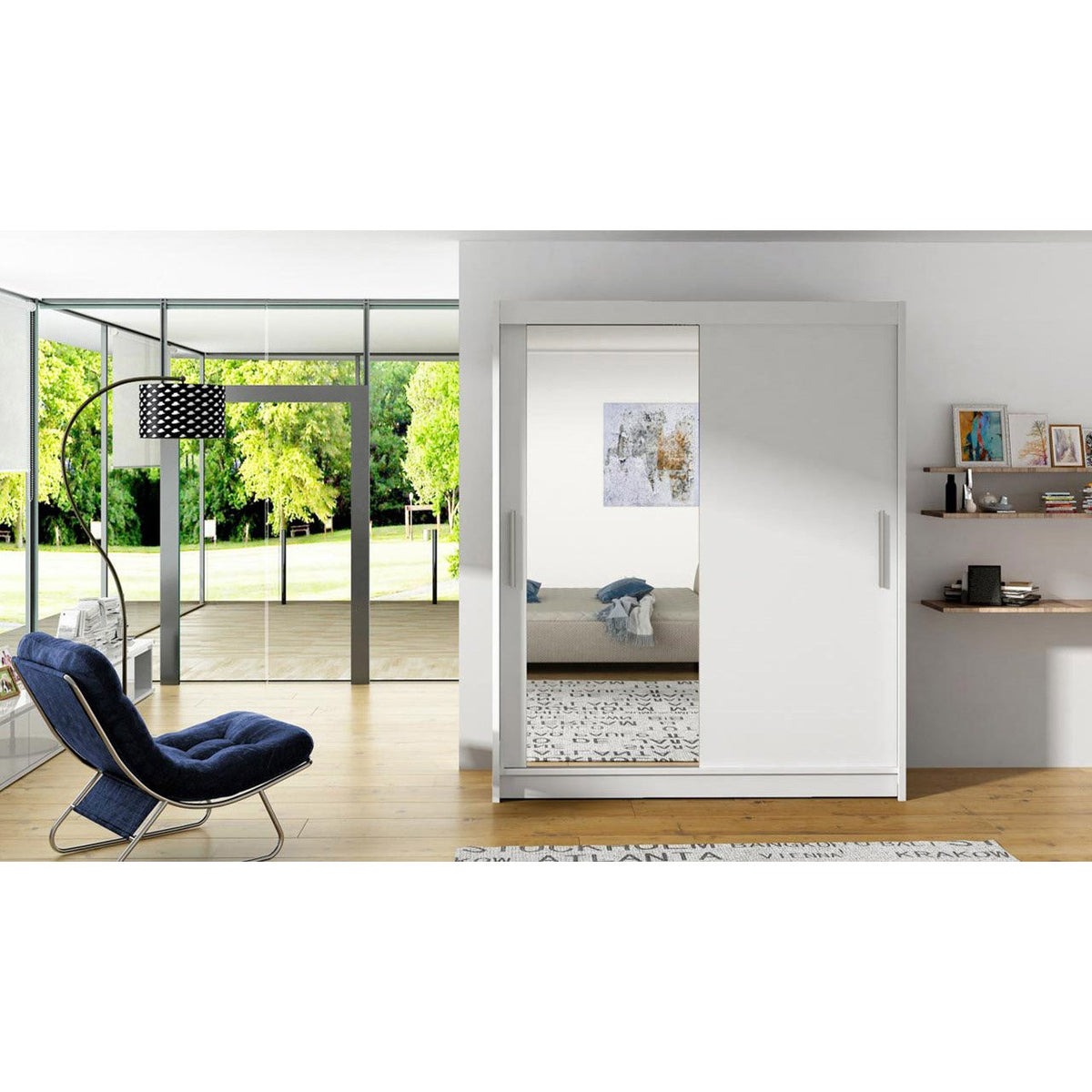 Ντουλάπα Westa VI Συρόμενη Λευκό 150x58x200