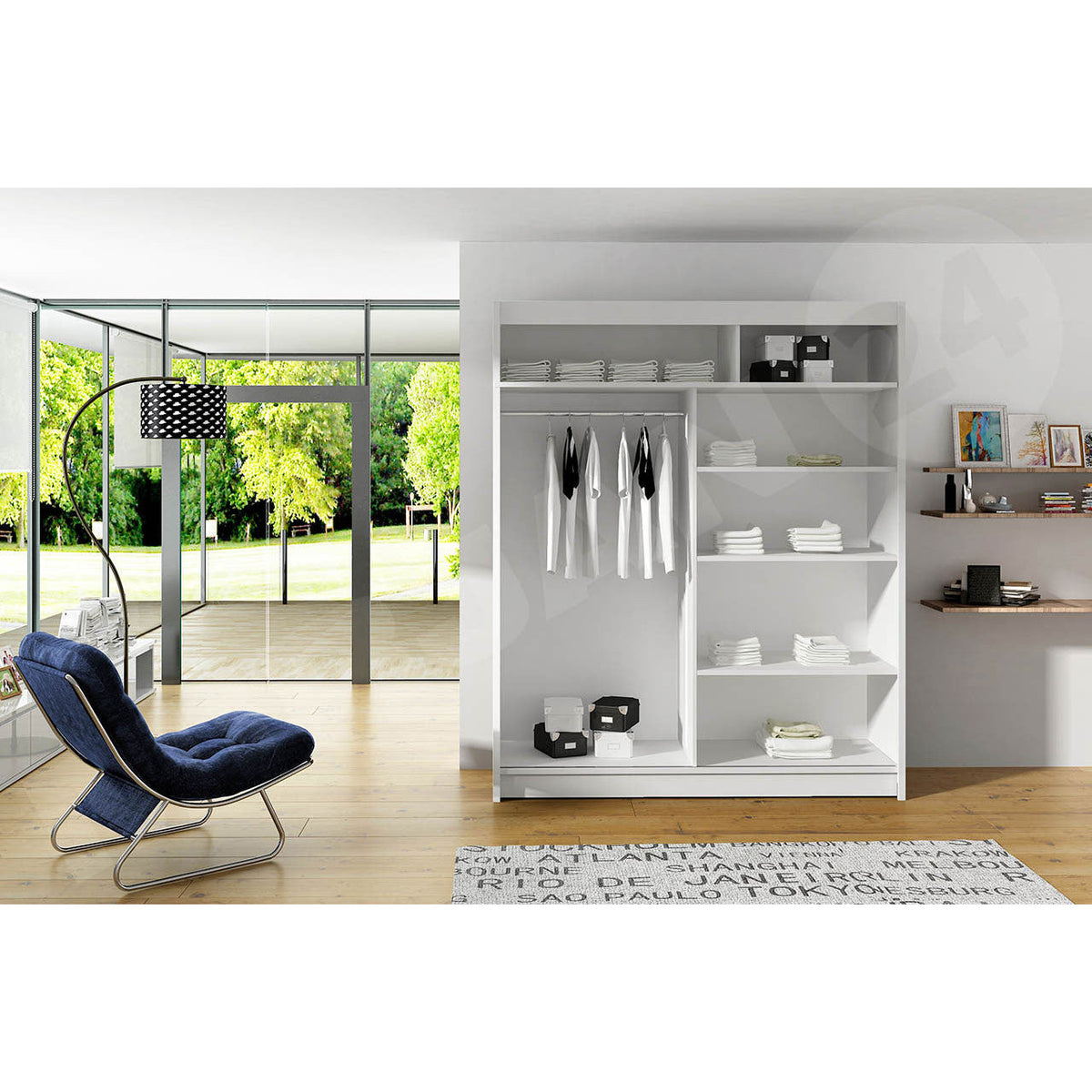Ντουλάπα Westa VI Συρόμενη Λευκό 150x58x200