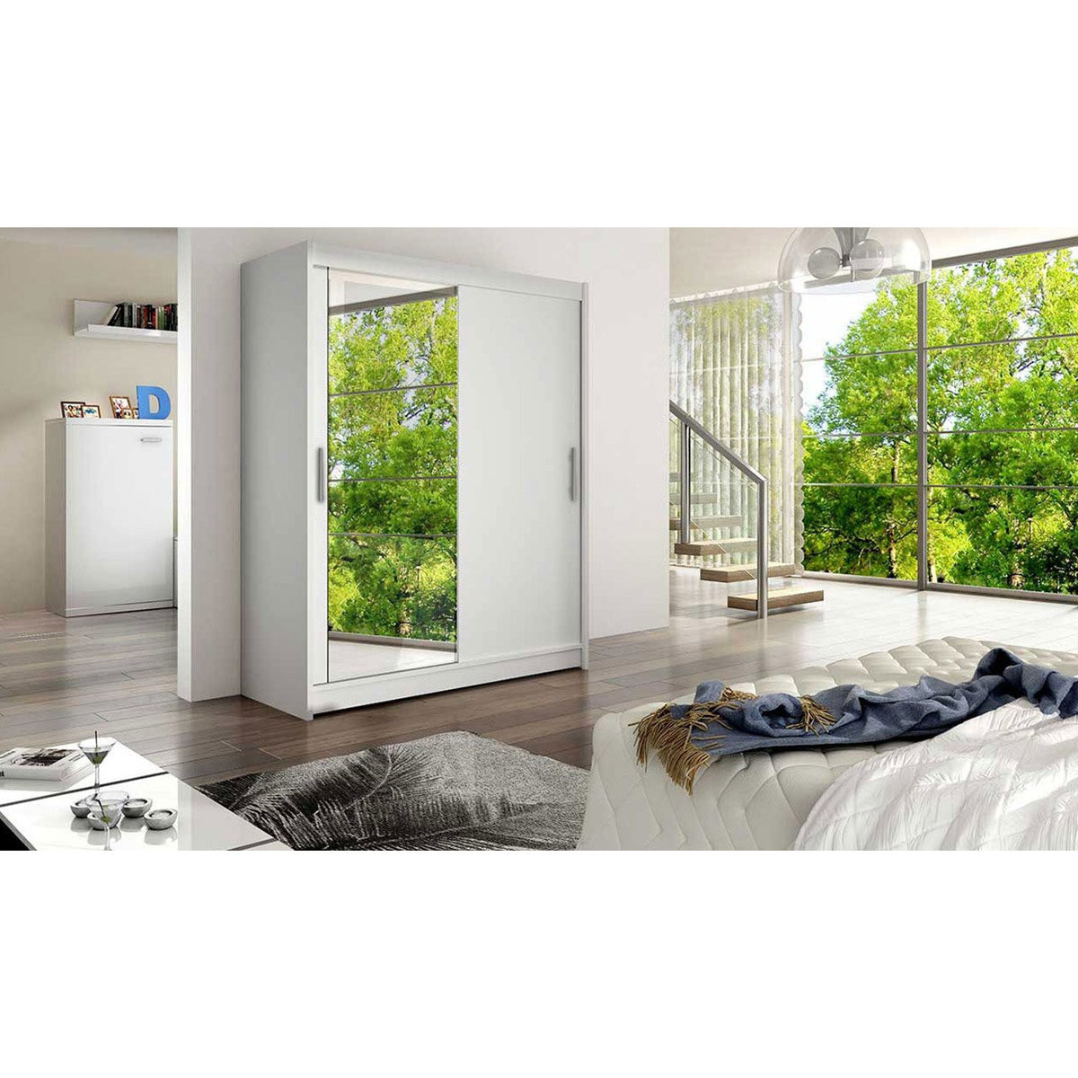 Ντουλάπα Westa VI Συρόμενη Λευκό 150x58x200