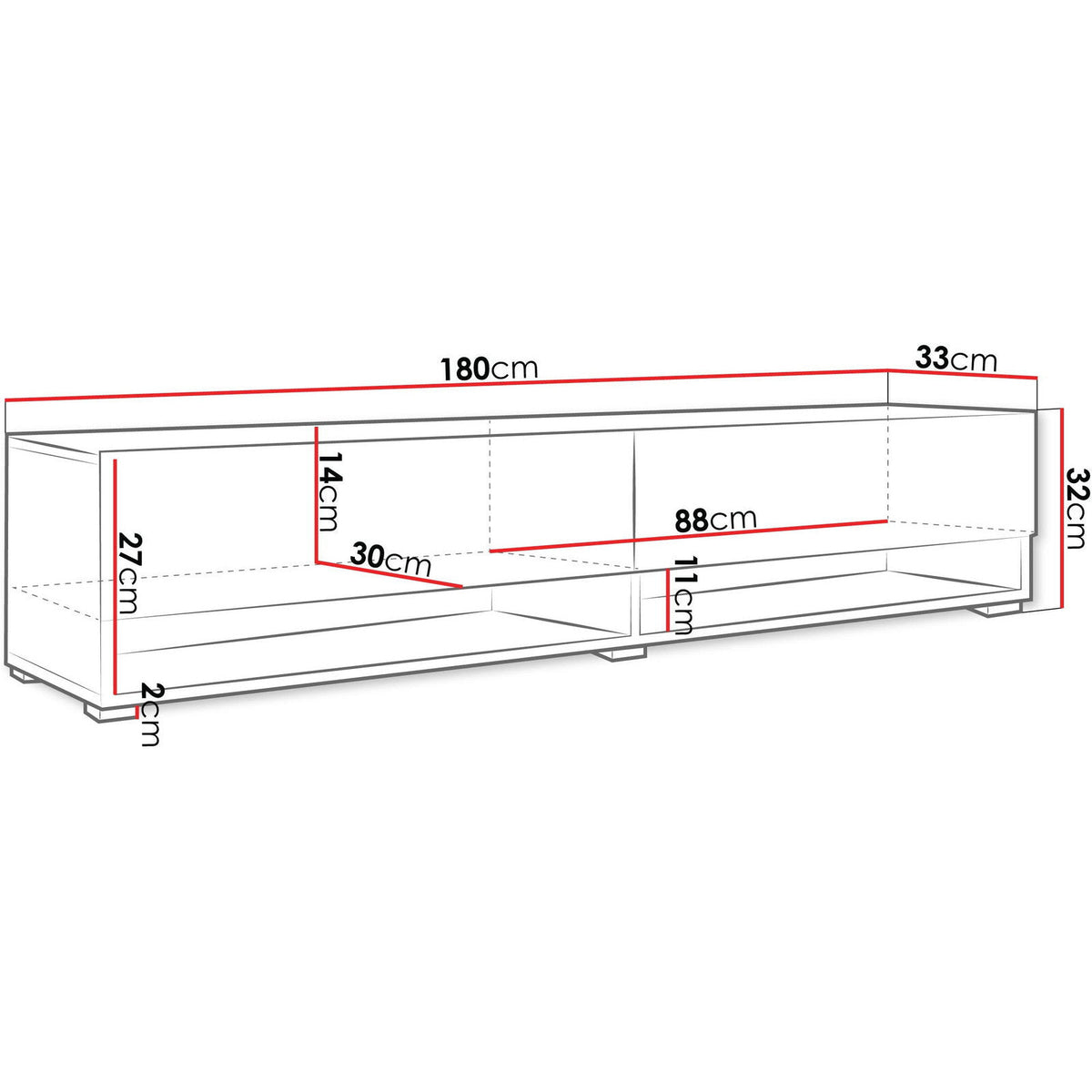 Έπιπλο Τηλεόρασης Aelia Plus Φυσικό 180x33x30