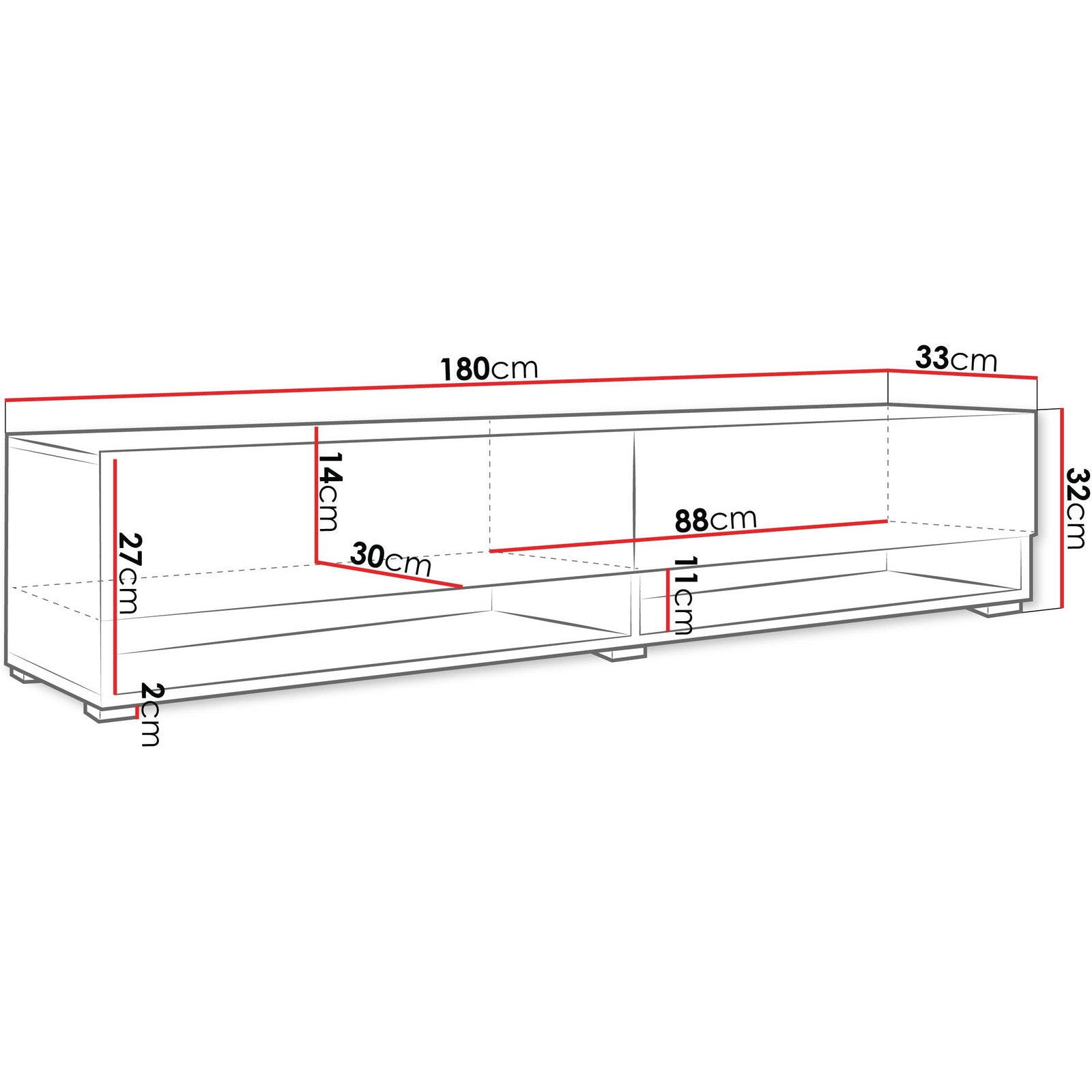 Έπιπλο Τηλεόρασης Aelia Plus Φυσικό 180x33x30