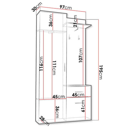 Έπιπλο Υποδοχής Rio με Καθρέπτη 97x30x195