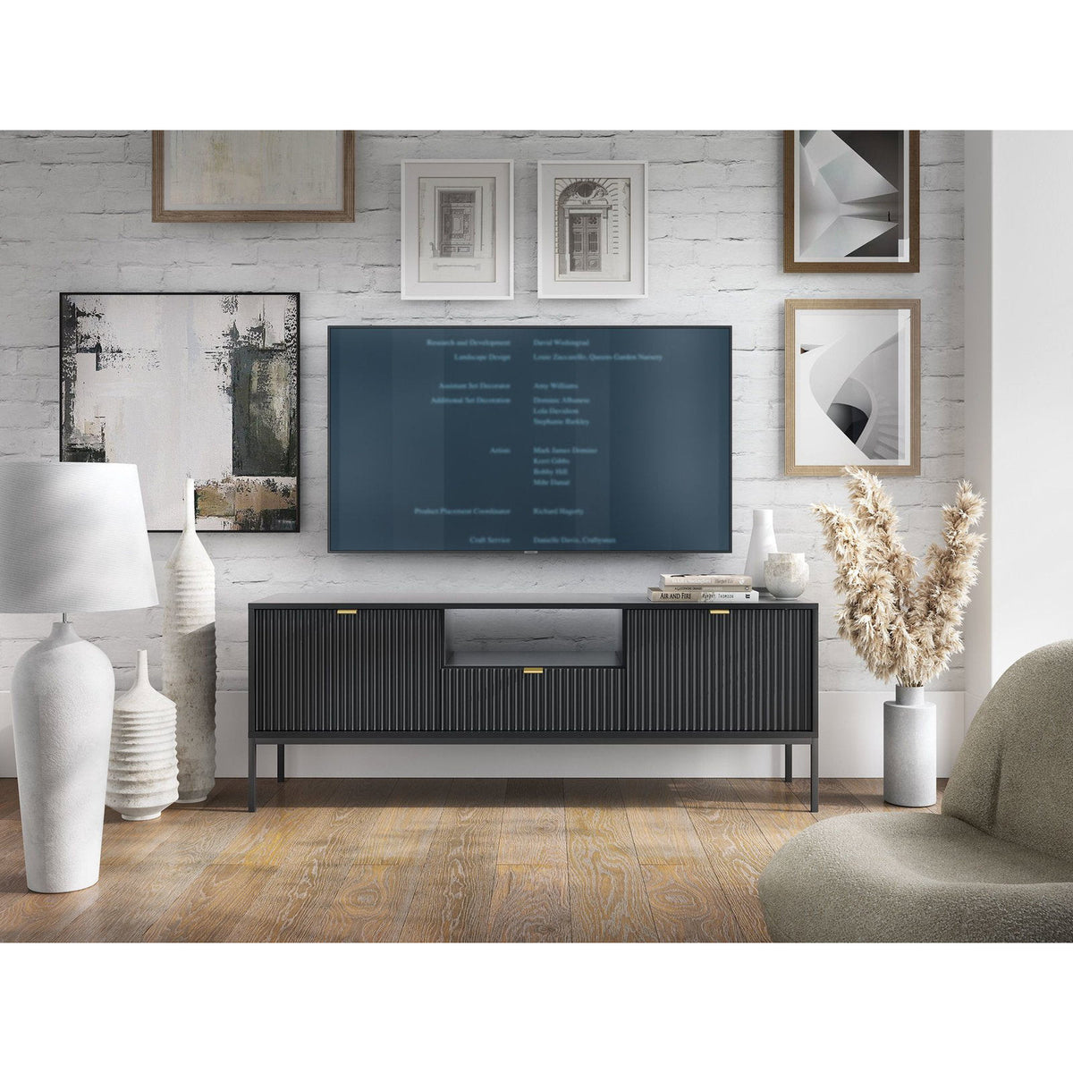 Palermo TV Stand Black 154x39x56