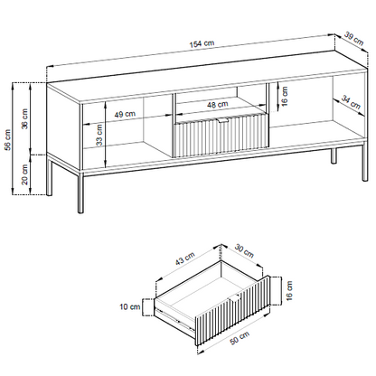 Palermo TV Stand Black 154x39x56