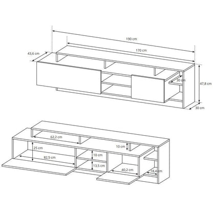 Σύνθετο Σαλονιού Oak Ανθρακί - Φυσικό 260x35x171.5
