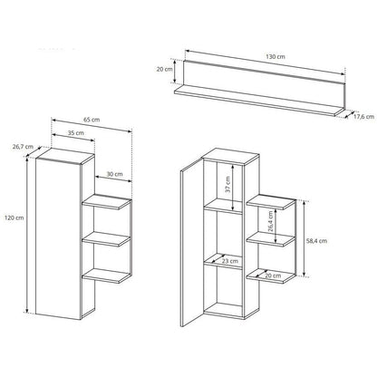 Σύνθετο Σαλονιού Oak Ανθρακί - Φυσικό 260x35x171.5