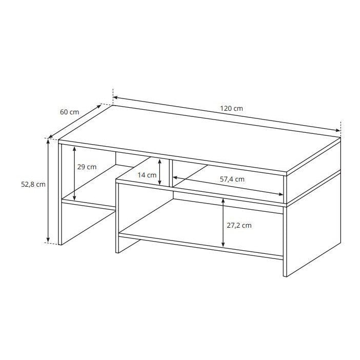Τραπεζάκι Σαλονιού Oak Ανθρακί - Φυσικό 120x60x53