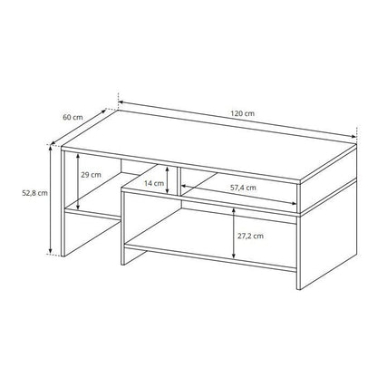 Τραπεζάκι Σαλονιού Oak Ανθρακί - Φυσικό 120x60x53