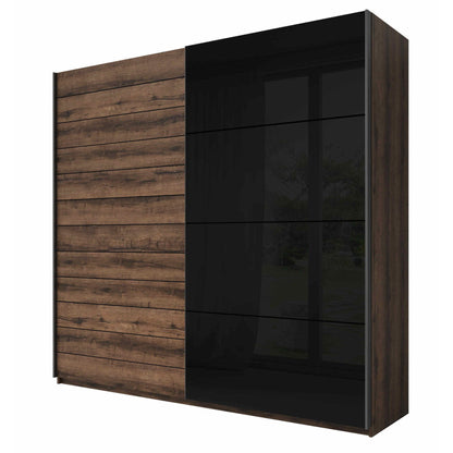 Kappa Sliding Wardrobe Walnut - Black 220x61x210