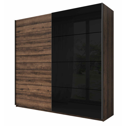 Ντουλάπα Συρόμενη Kappa Καρυδί - Μαύρο 220x61x210