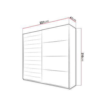 Kappa Sliding Wardrobe Walnut - Black 220x61x210