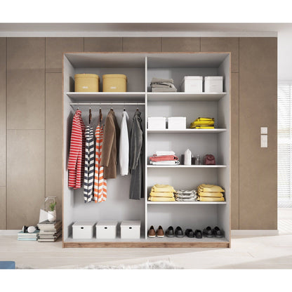 Kappa Sliding Wardrobe Walnut - Black 220x61x210