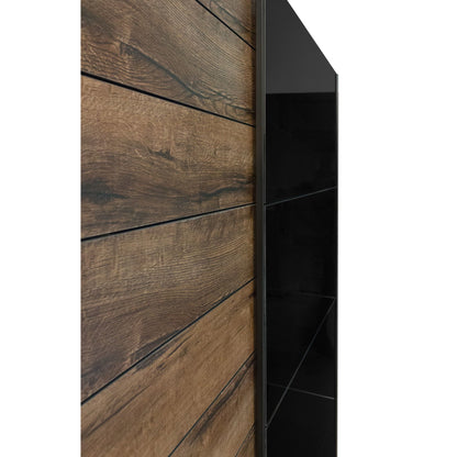 Kappa Sliding Wardrobe Walnut - Black 220x61x210