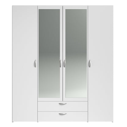 Ντουλάπα Dorm Τετράφυλλη με Καθρέπτη Λευκό 159.9x51.7x185