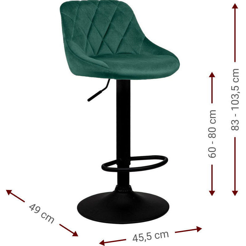 Σκαμπό Μπαρ Velluto Πράσινο 45.5x49x103.5