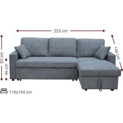 Corner Sofa Vancouver Dark Grey 223x146x83