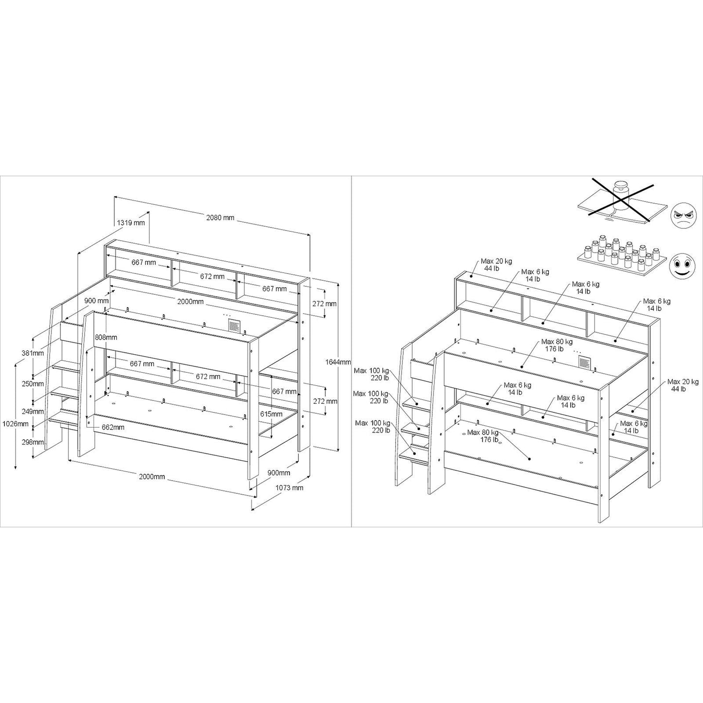Bunk Bed Shelter 208x132x165