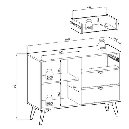 Μπουφές Ernest 1D3S Μέντα 106x38x80
