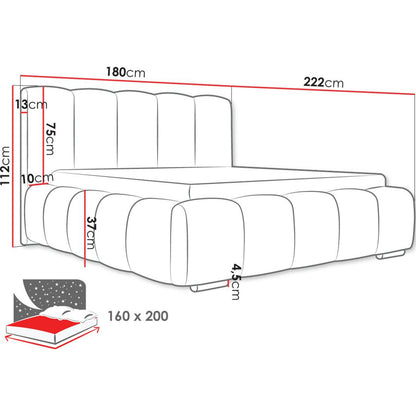 Wizko Upholstered Bed Gray 180x222x112