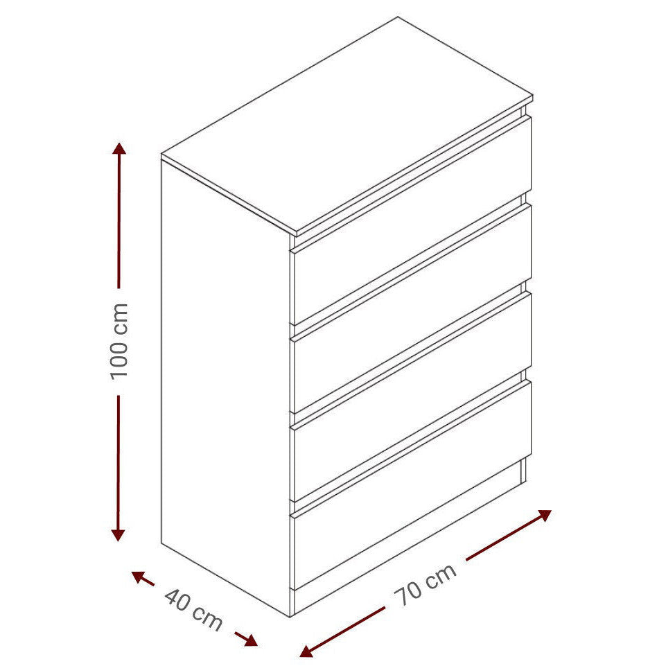 Συρταριέρα Juniper 4S Φυσικό 70x40x100