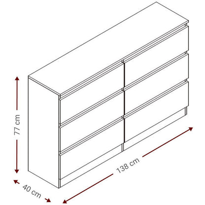 Συρταριέρα Juniper 6S Φυσικό 138x40x77
