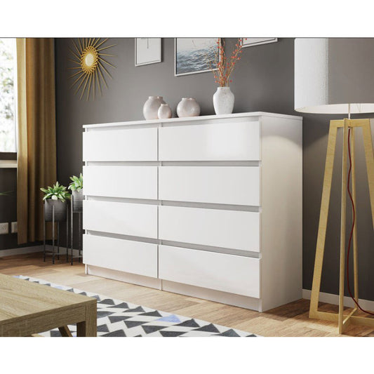 Συρταριέρα Juniper 8S Λευκό 139x40x100